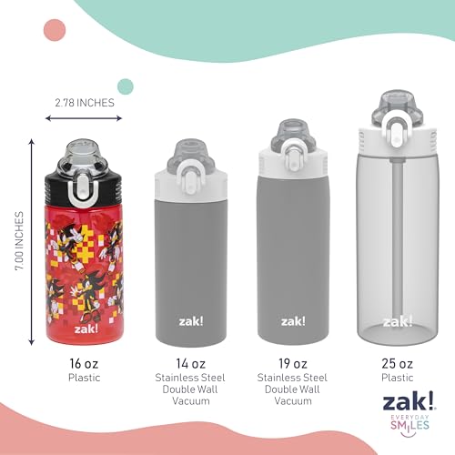 Zak Designs Sonic Sage 16oz Leak-Proof Straw Kids Water Bottle, 2-Pack - color: Sonic & Shadow 2pk