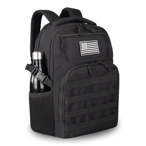 TBNBO Military Tactical Backpack for Travel Hiking,Black Backpack for Men with Bottle Holder, 30L Small Laptop Backpack for Work, Men's Assault Bag Back Pack - color: 30lblack