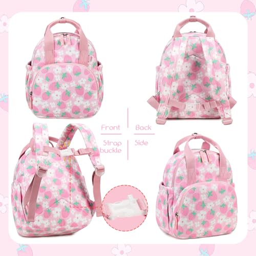 Bluboon Toddler Backpack for Girls Boys 2-4 Cute 12" Preschool Kindergarten Backpacks Kids Daycare Bags School Travel (Pink Strawberry Flower - Pink, Age 2-4 (12" H not Fit A4 Folder)) - color: Pink Strawberry Flower - Pink, size: Age 2-4 (12" H not Fit A