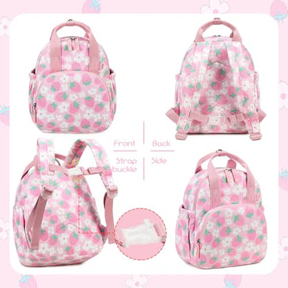 Bluboon Toddler Backpack for Girls Boys 2-4 Cute 12" Preschool Kindergarten Backpacks Kids Daycare Bags School Travel (Pink Strawberry Flower - Pink, Age 2-4 (12" H not Fit A4 Folder)) - color: Pink Strawberry Flower - Pink, size: Age 2-4 (12" H not Fit A