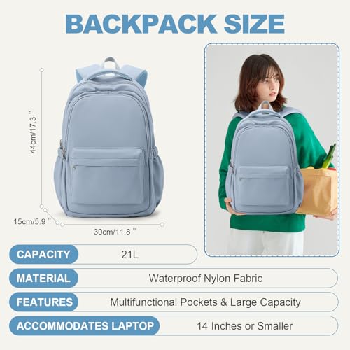 Lightweight Backpack for Women Men Laptop Travel Work Casual Daypack College Bags Cute Aesthetic Travel Backpack Casual Personal item Bag Blue - color: Blue