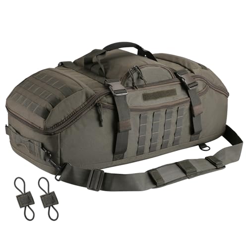 Hannibal Tactical 65L Large Duffle Bag, 3-in-1 Tactical Backpack MOLLE Pack for Sports, Gym, Outdoor, Olive Green - color: Olive Green, size: 65L