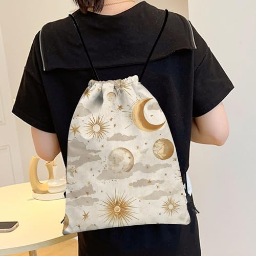 Drawstring Backpack Draw String Bag Sports Gym Bags Waterproof Cute Aesthetic Sackpack for Women(13"×17")-White Sun - color: Z47-white Sun