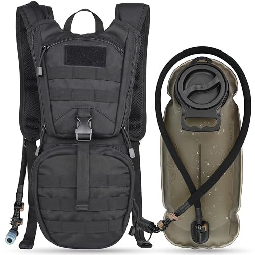 MARCHWAY Tactical Molle Hydration Pack Backpack with 3L TPU Water Bladder - color: Black