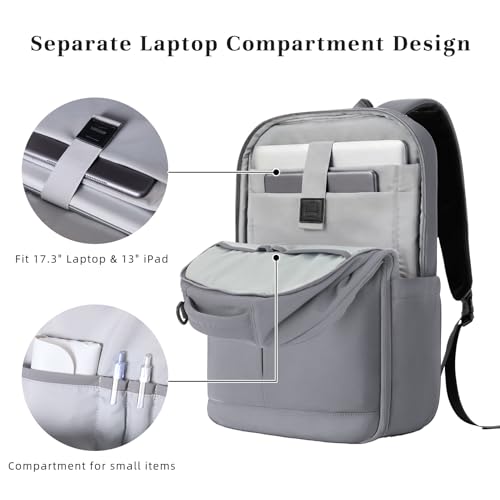 Timeet Travel Backpack for Women Men, 32L 4 In 1 Carry on Luggage Backpack, TSA Friendly Flight Approved 17 Inch Laptop Backpack, Waterproof Travel Bag for Work School Camping Hiking, Elegant Gray - color: Elegant Gray