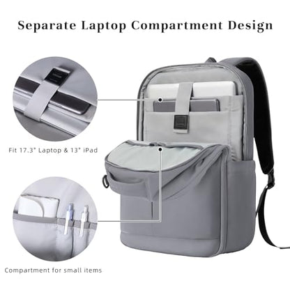 Timeet Travel Backpack for Women Men, 32L 4 In 1 Carry on Luggage Backpack, TSA Friendly Flight Approved 17 Inch Laptop Backpack, Waterproof Travel Bag for Work School Camping Hiking, Elegant Gray - color: Elegant Gray