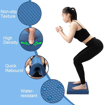 StrongTek Professional Foam Exercise Balance Pad - 15.8" x 13" x 2", High-Density TPE Foam Knee Pad, Non-Slip & Water-Resistant, for Balance Training, Physical Therapy, Yoga, and More - color: Blue