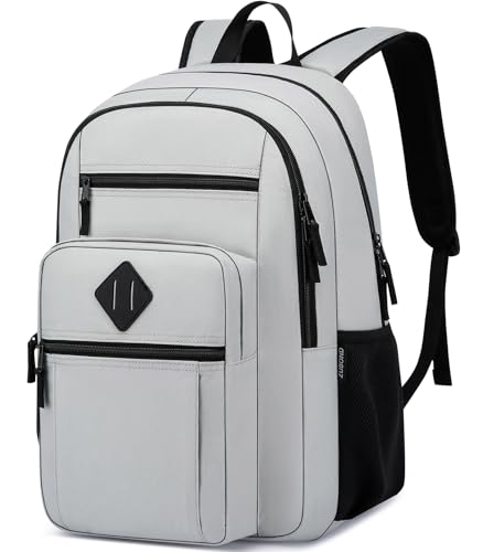 ZUBOND Backpack for School, Lightweight Boys Girls Backpack with USB Port Fits 17.3 Inch Notebook, Water Bottle Pocket - Ideal for Teens, College Students, Adults - color: Grey, size: 17.3 Inch