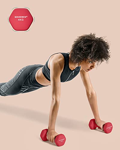 SONGMICS Dumbbells Set of 2 Dumbbells Set Dumbbells Hexagon Neoprene Coating Strength Training Workout Fitness Training Home