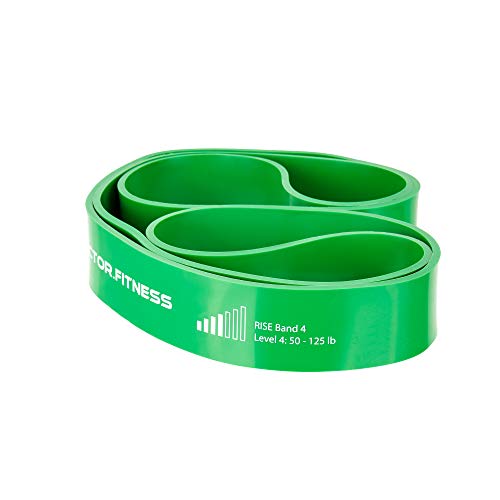 Rise Bands Heavy-Duty Exercise Resistance Band for Physical Therapy, Fitness, Muscle Development, Rehab, Mobility, Stretching, and More - color: Green Level 4 (50-125lbs)