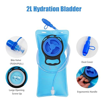 Zavothy Hydration Backpack with 2L Hydration Bladder Water Backpack for Hiking Hydration Pack for Running Cycling Hiking - color: Pink