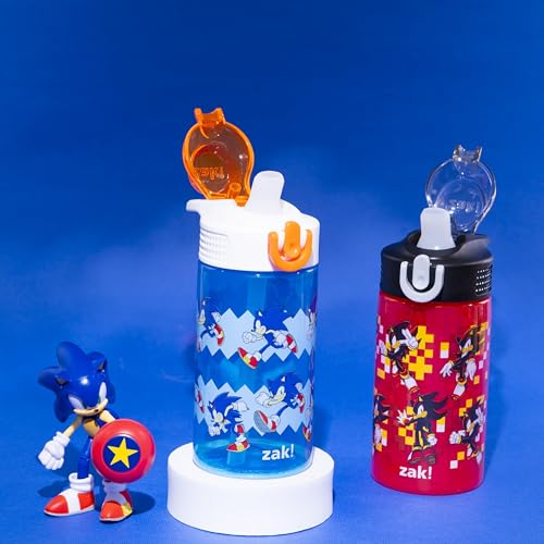 Zak Designs Sonic Sage 16oz Leak-Proof Straw Kids Water Bottle, 2-Pack - color: Sonic & Shadow 2pk