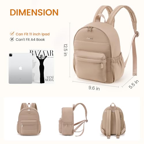 LOVEVOOK Mini Backpack Purse for Women, Small Puffer Lightweight Backpack, Casual Daily Daypack Purse for Women, back pack with Anti-theft Pocket for Travel-Khaki - color: Khaki