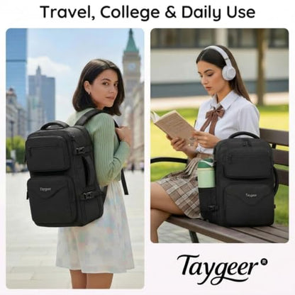 Taygeer Mochila De Viaje Para Hombre, TSA Travel Laptop Backpack for Men | Carry on Bag, Fits 15.6 Inch Laptop, Shoe Pouch, Water Bottle Pocket, Travel Gift for Men Business Work Black - color: Black