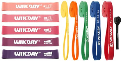 WIKDAY Pull Up Assistance Bands with Door Anchor Set & Loop Elastic Bands Total 11PCS Bands for Exercise, Thick Heavy Resistance Band for Body Stretching, Crossfit Training Home Gym Men & Women