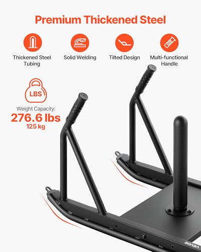VEVOR Football Sleds and Chutes, Weight Sled, Football Training Pull Push Running Sled, Fitness Workout Sled Push Gym Equipment, Adjustable Height Handle, Compatible 1/2 in Weight Plates - style: Push Pull-BK