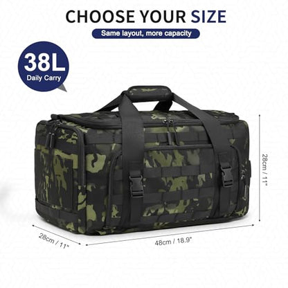38L Convertible Duffel Backpack, 3 in 1 Gym Bag with Laptop Sleeve, Wet Pockets & Insulated Bottom, Camo Green - color: Camo Green, size: 38L