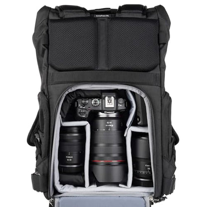 Think Tank FocusPoint 30L RollTop Camera Backpack - Greenway: Expandable Travel & Camera Backpack with Laptop Sleeve, Quick Side and Back Access, Rain Cover – Versatile Photography & Travel Bag - color: Greenway, size: 30 Liters