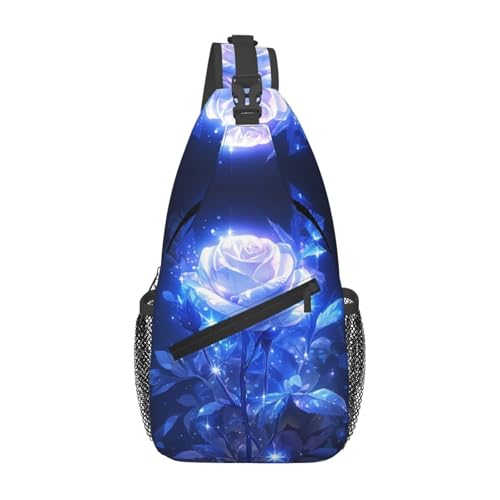 Glowing Blue Rose Outdoor Crossbody Shoulder Bag For Unisex Young Adult Hiking Bicycling - color: 13