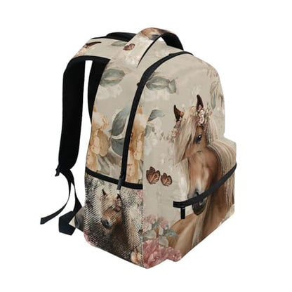 susiyo Retro Flower Horse School Backpack Bookbag Lightweight College Back Pack Travel Camping Casual Daypack for Teens Girls Boys Women Men - color: Retro Flower Horse