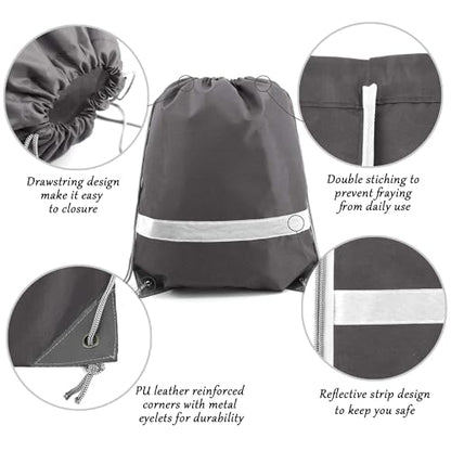 BeeGreen Grey Drawstring Backpacks - 20 Pieces Heavy Duty, Machine Washable, Lightweight, Gray Outdoor Sport Bags for Men Women - color: Grey Gray