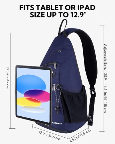WATERFLY Sling Bag Sling Backpack Small Crossbody Shoulder Bag for Men Women Traveling Cycling Hiking Daypack - color: Blue