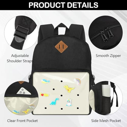 Kids Backpack for Boys Girls 3-12Years, Kid School Backpacks with Shoe Charm Slot - Book Bag for School (Cream) - color: White
