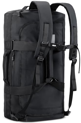 MIER 40L/60L/90L Water Resistant Backpack Duffel, Heavy Duty Duffle Bags | Heavy-Duty; Inner Zipper Pockets; Suit for Travel Gym Camping Sports Weekend Getaways; Convertible with Backpack Straps - color: Black, size: 40l