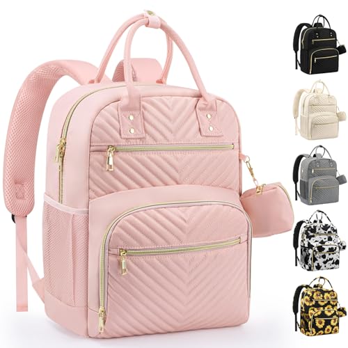 Pritent Diaper Bag Backpack,Baby Essentials Diapers Bag with Pacifier Case,Multipurpose Stylish Large Capacity Travel Backpack for Baby Girl/Boy(M-Pink) - color: Pink, size: Medium