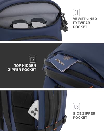 Tolaccea Travel Backpack Carry On 40L, Large Laptop Backpack with 3 Packing Cubes, Flight Approved Duffel Luggage Bag for Men Women, Water-resistant Business Rucksack Daypack, Fits 15.6" Laptop, Navy - color: Navy