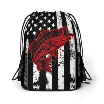 Fish Flag Drawstring Backpack Gym Bag With Shoe Compartment String Bag Sport Beach Swimming Sackpack For Women Men - color: Fish Flag