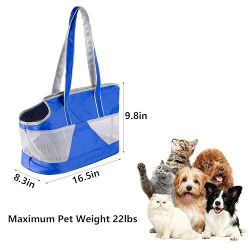 Pet Dog Purse Carrier Breathable Mesh Pets Puppy Cat Travel Outing Tote Bag Portable Cat Sling Carrier Transporter Tote Handbag Lightweight Dog Carrier Shoulder Bag with Thicken Bags Base - color: dark blue