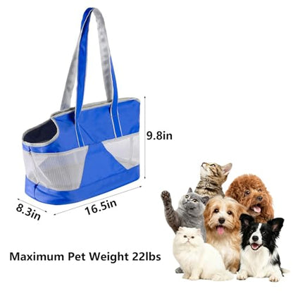 Pet Dog Purse Carrier Breathable Mesh Pets Puppy Cat Travel Outing Tote Bag Portable Cat Sling Carrier Transporter Tote Handbag Lightweight Dog Carrier Shoulder Bag with Thicken Bags Base - color: dark blue