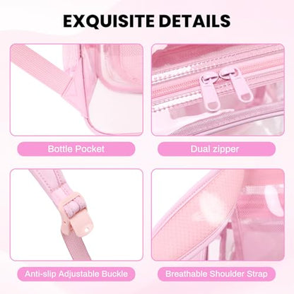 PIG PIG GIRL Clear Backpacks for Stadium Events Approved 12×6×12 Clear Bookbag for Women Mini Transparent Letter Back Pack, Pink, Letter-K - color: Pink, style: K