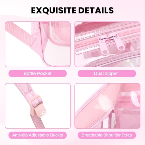 PIG PIG GIRL Clear Backpacks for Stadium Events Approved 12×6×12 Clear Bookbag for Women Mini Transparent Letter Back Pack, Pink, Letter-M - color: Pink, style: M