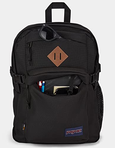 JanSport Main Campus FX Backpack - Travel or Work Bag w 15-Inch Laptop Pack with Leather Trim, Black - color: Black