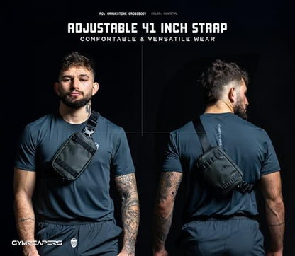 Gymreapers Travel Small Crossbody Bags for Men & Women with Hidden Pocket - Waterproof Crosssbody Fanny Pack for Men with Adjustable Shoulder Sling Belt for Traveling, Running & Hiking (Gunmetal) - color: Gunmetal