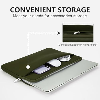 Laptop Sleeve Bag Compatible with 15 to 16 inches MacBook HP Dell Asus Acer Protective Case with Front Pocket Padded Computer Pouch Cover Protective for 15” to 16” Laptop, Green - color: Army Green, size: 15/16 inches