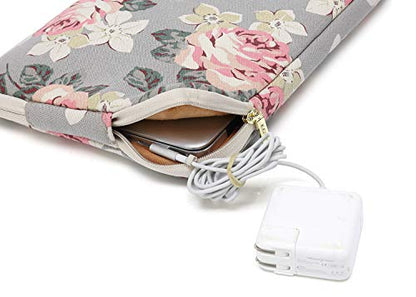 kayond Water-Resistant Canvas 13.3 Inch Laptop Sleeve-White Rose - color: White Rose, size: 13-13.3 inch