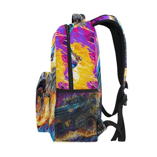 susiyo Custom Name Backpack Personalized School Bookbag Monster Truck Lightweight College Back Pack Travel Camping Casual Daypack for Teens Girls Boys Women Men - color: Custom Monster Truck
