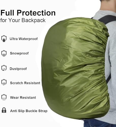 Waterproof Backpack Rain Cover with Anti Slip Buckle Strap for Camping, Hiking, Traveling, Hunting, Biking, 15-80L - color: Green, size: 40L - 50L