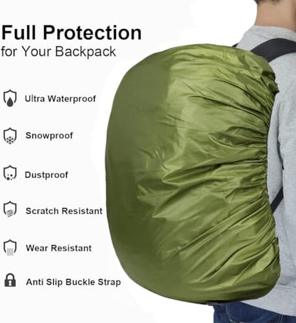 Waterproof Backpack Rain Cover with Anti Slip Buckle Strap for Camping, Hiking, Traveling, Hunting, Biking, 15-80L - color: Green, size: 40L - 50L