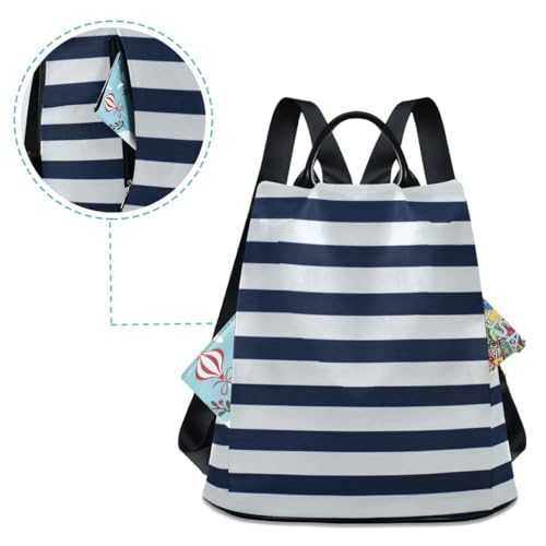 ALAZA Navy Blue White Striped Trips Hiking Camping Rucksack Pack for Women - color: multicolor 17