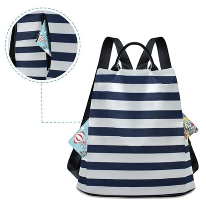 ALAZA Navy Blue White Striped Trips Hiking Camping Rucksack Pack for Women - color: multicolor 17