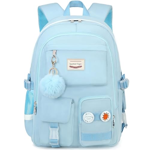 Spotted Tiger School Backpack for Girls Backpack with Lunch Box Anime Bookbag School Bag Kawaii Backpack Set for Teen Girls (Blue) - color: Blue