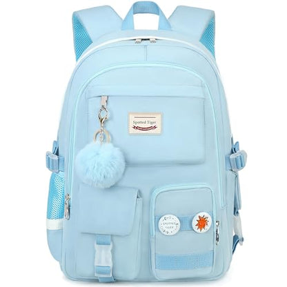 Spotted Tiger School Backpack for Girls Backpack with Lunch Box Anime Bookbag School Bag Kawaii Backpack Set for Teen Girls (Blue) - color: Blue