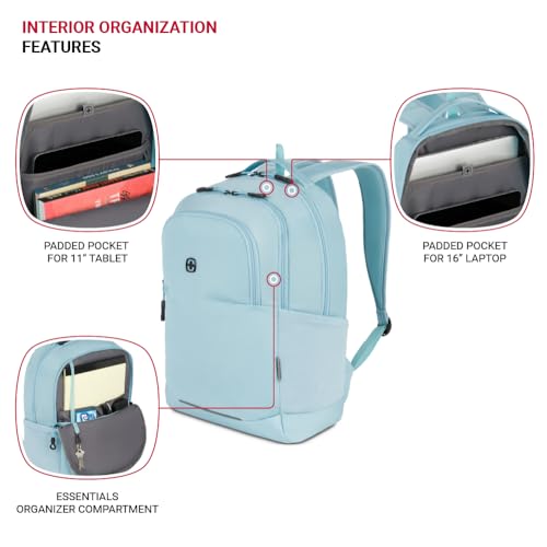 SwissGear Orientation Laptop Backpack, Light Blue, 17"x12"x7" - color: Light Blue, style: Orientation