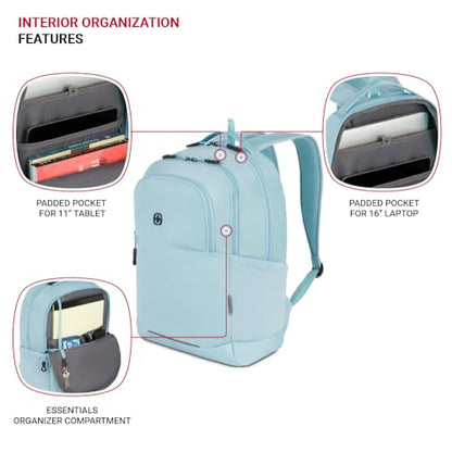 SwissGear Orientation Laptop Backpack, Light Blue, 17"x12"x7" - color: Light Blue, style: Orientation