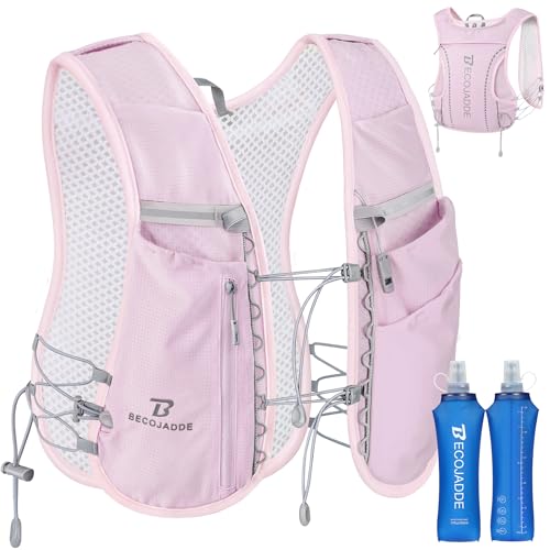 BECOJADDE 5L Running Vest for Women, Hydration Backpack Lightweight & Breathable for Trail Running, Marathon, Hiking, Cycling - color: Purple