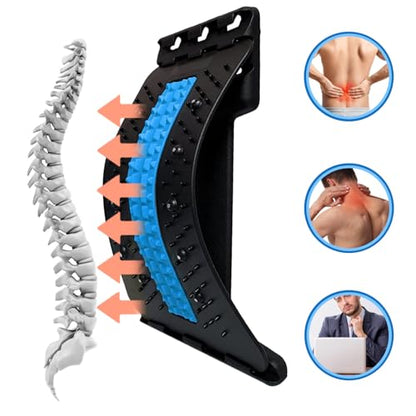 Back Stretcher with Lumbar Support for Back Pain Relief - Dual-Sided 3-Level Adjustable Spinal Decompression lumbar board (Blue) - color: Blue